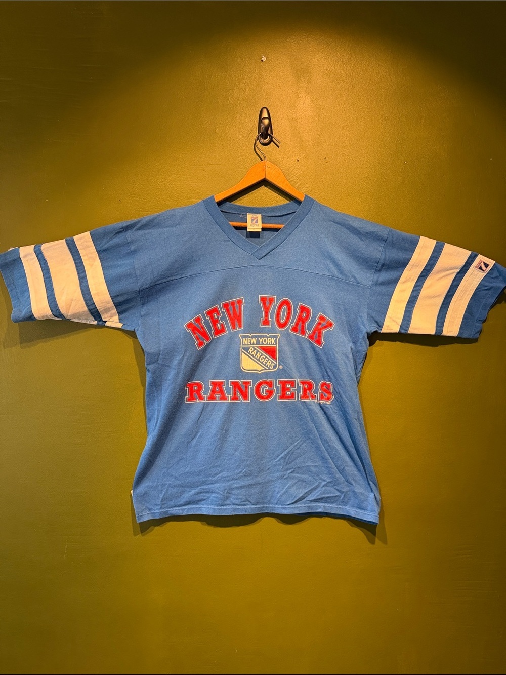Vintage New York Rangers Light Blue Hockey Jersey Tee